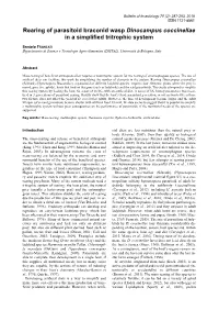 Rearing of Parasitoid Braconid Wasp Dinocampus Coccinellae in a Simplified Tritrophic System