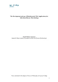 The Development and Use of Bioinformatic Web Applications for Infectious Disease Microbiology