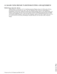 Using History to Reinforce Ethics and Equilibrium