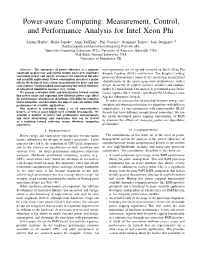 Measurement, Control, and Performance Analysis for Intel Xeon Phi