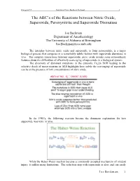 The ABC's of the Reactions Between Nitric Oxide, Superoxide