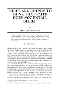 Three Arguments to Think That Faith Does Not Entail Belief