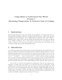 Using Math to Understand Our World Project 1 Measuring Temperature & Newton’S Law of Cooling