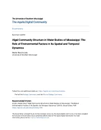 Algal Community Structure in Water Bodies of Mississippi: the Role of Environmental Factors in Its Spatial and Temporal Dynamics
