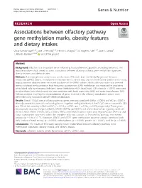 Associations Between Olfactory Pathway Gene Methylation Marks, Obesity Features and Dietary Intakes Omar Ramos-Lopez1,2†, Jose I