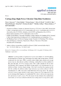 Cutting-Edge High-Power Ultrafast Thin Disk Oscillators