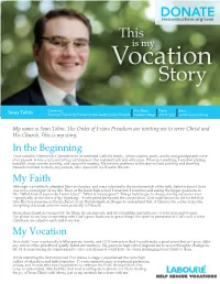 Donaterescuevocations.Org/Sean This Is My Vocation Story