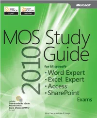 MOS 2010 Study Guide for Microsoft Word Expert, Excel Expert, Access