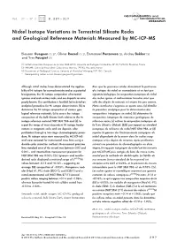 Nickel Isotope Variations in Terrestrial Silicate Rocks and Geological Reference Materials Measured by MC-ICP-MS
