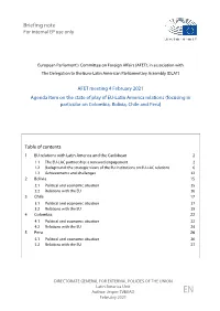 Briefing Note for Internal EP Use Only