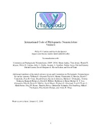 International Code of Phylogenetic Nomenclature Version 4C