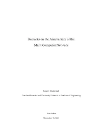 Remarks on the Anniversary of the Merit Computer Network