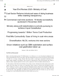 Year End Review 2020- Ministry of Coal Coal Sector Reforms