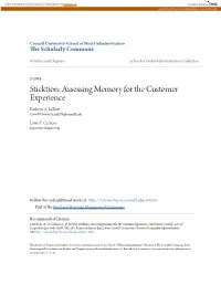 Assessing Memory for the Customer Experience Kathryn A