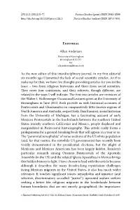 Editorial Allan Anderson As the New Editor of This Interdisciplinary