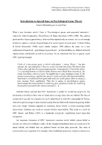 Introduction to Special Issue on Psychological Game Theory Martin Dufwenberg & Amrish Patel