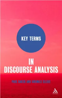 Key Terms in Discourse Analysis Also Available from Continuum