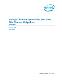 Managed Runtime Speculative Execution Side Channel Mitigations White Paper