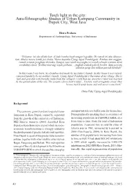 Torch Light in the City: Auto/Ethnographic Studies of Urban Kampung Community in Depok City, West Java1