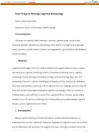 Cognitive Archaeology Abstract 1. Introduction