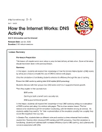 How the Internet Works: DNS Activity Unit 3