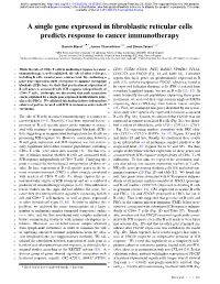 A Single Gene Expressed in Fibroblastic Reticular Cells Predicts