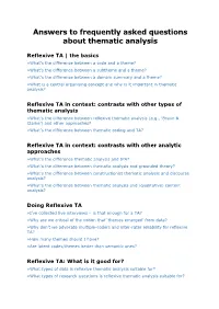 Answers to Frequently Asked Questions About Thematic Analysis