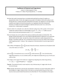 Coefficient of Potential and Capacitance Lecture 12: Electromagnetic Theory