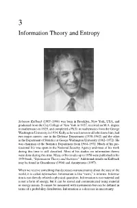 Information Theory and Entropy