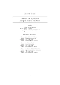 Master Thesis Innovation Dynamics in Open Source Software