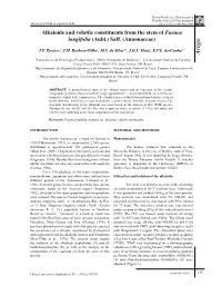 Alkaloids and Volatile Constituents from the Stem of Fusaea Longifolia (Aubl.) Saff