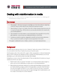 Dealing with Misinformation in Media an Overview of Current Scientific Findings and Recommendations on Dealing with Misinformation About COVID‐19