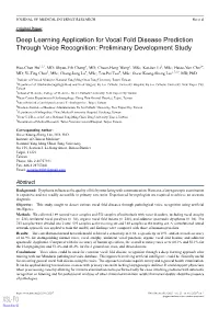 Deep Learning Application for Vocal Fold Disease Prediction Through Voice Recognition: Preliminary Development Study