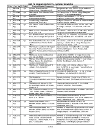 LIST of MINING PROJECTS - MPSEAC PENDING S.No