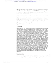 Machine Learning Using Intrinsic Genomic Signatures for Rapid Classification of Novel Pathogens: COVID-19 Case Study