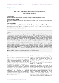 The Effect of Mobbing in Workplace on Professional Self-Esteem of Nurses