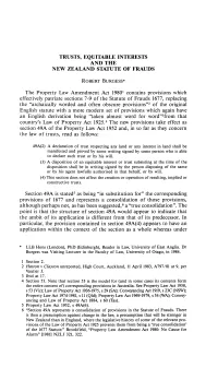 Trusts, Equitable Interests and the New Zealand Statute of Frauds