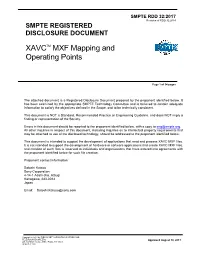 XAVCTM MXF Mapping and Operating Points