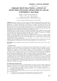 A Study of Selected Colleges Affiliated to Assam University, Silchar
