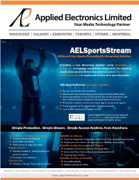 Aelsportsstream AI-Based Live Sports Recording & Streaming Solution