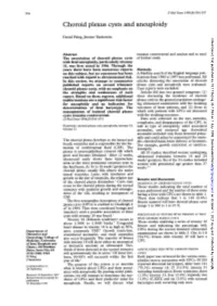 Choroid Plexus Cysts and Aneuploidy