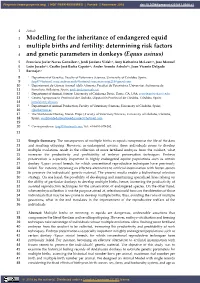 Modelling for the Inheritance of Endangered Equid Multiple Births