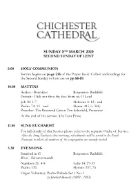 Sunday 8Th March 2020 Second Sunday of Lent