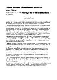 House of Commons: Written Statement (HCWS178)