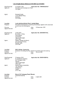 List of Applications Between 01/01/2001 to 31/12/2001