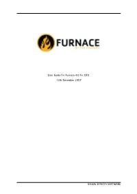User Guide for Furnace 4.0 for OFX 12Th December 2007 VISUAL EFFECTS SOFTWARE