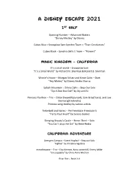 A Disney Escape 2021 Running Order