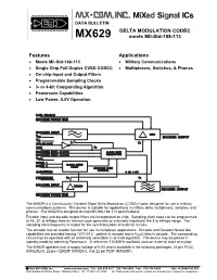 DELTA MODULATION CODEC Meets Mil-Std-188-113 Features