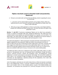 Flipkart, Axis Bank Launch Co-Branded Credit Card Powered by Mastercard