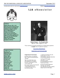 IJA Enewsletter Editor Don Lewis (Email: Enews@Juggle.Org) Renew at Http: IJA Enewsletter